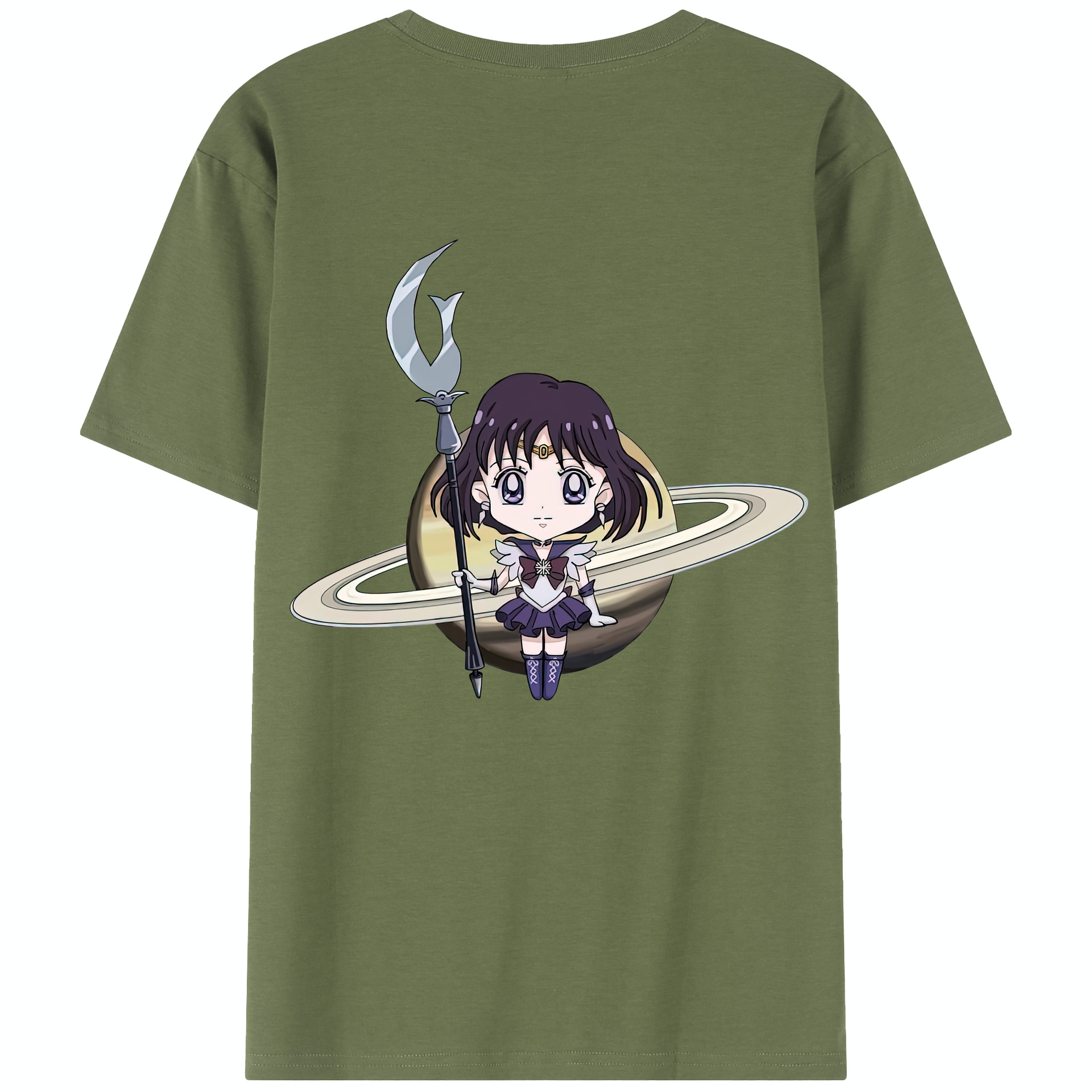 （画像用） 美少女戦士セーラームーン 土萠ほたる Sailor Moon Tomoe Hotaru （セーラーサターン；Sailor Saturn） 綿100％半袖Tシャツ（背面プリント）
